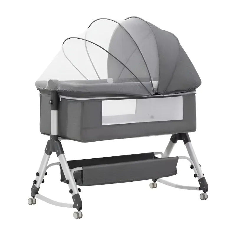 Cuna Colecho Bebe Con Mosquitero Mecedora Y Organizador 009 Gris