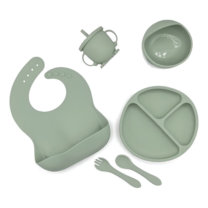 Kit Set Vajilla Alimentacion Silicona Para Bebe 8 Piezas
