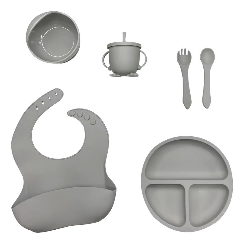 Kit Set Vajilla Alimentacion Silicona Para Bebe 8 Piezas