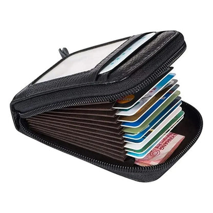 Billetera Tarjetero Elegante Hombre Con Cierre Multibolsillo Negro Multi