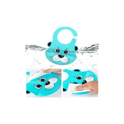 Babero Silicona 100% Impermeable Con Bolsillo Fácil Limpieza