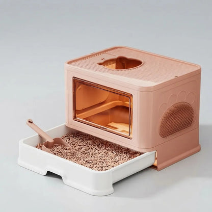 Caja De Arena Arenero Para Gatos Grande Plegable Hogar Rosa