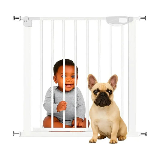 Puerta Reja De Seguridad Para Bebe Mascotas Escalera Malla Blanco