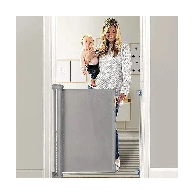 Puerta Retráctil 3 Mts Seguridad Bebe Mascota Extensible Gris 3 Mts