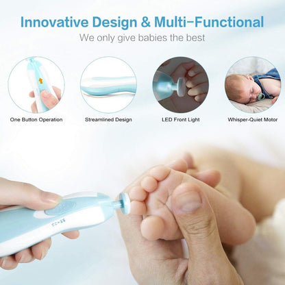 Cortauñas Eléctrico Para Bebe Lima De Uñas 6 Cabezales + Luz