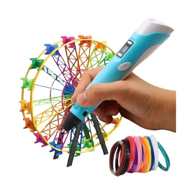 Lapiz 3d Impresion 26 Filamentos Boligrafo Dibujo Kit Pen Azul