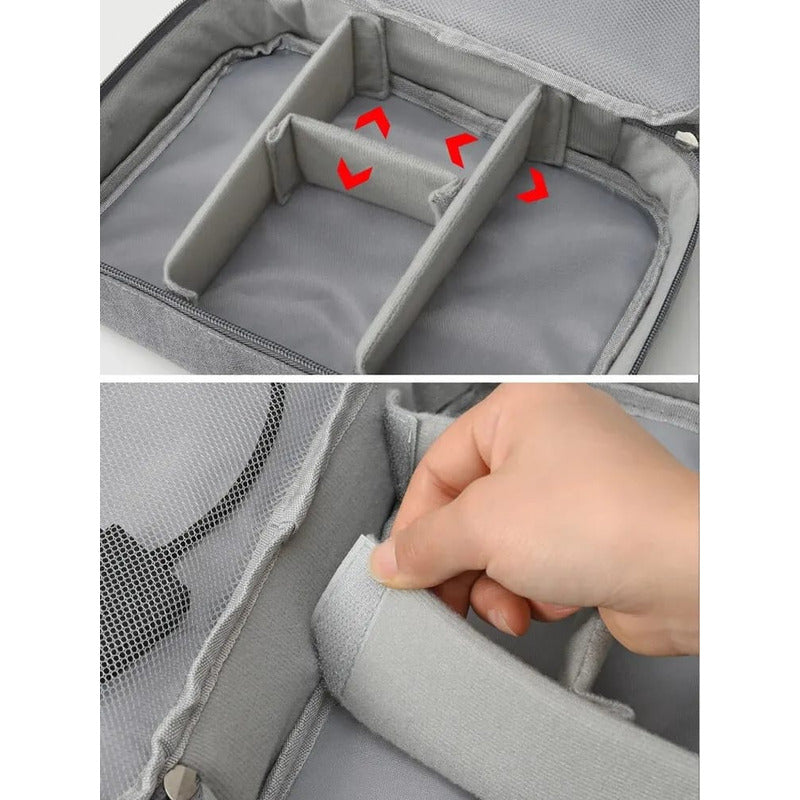 Estuche Organizador Cable Bolsa Electronico Grande 2 Niveles
