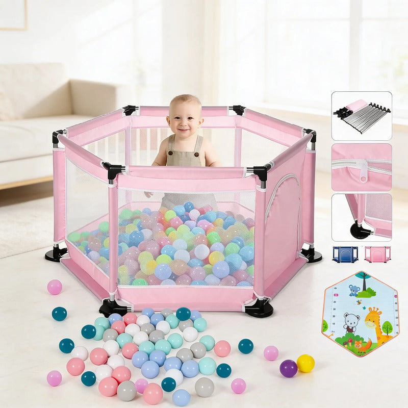 Corral Corralito Juego Bebe Niños Con Mat Alfombra Piscina