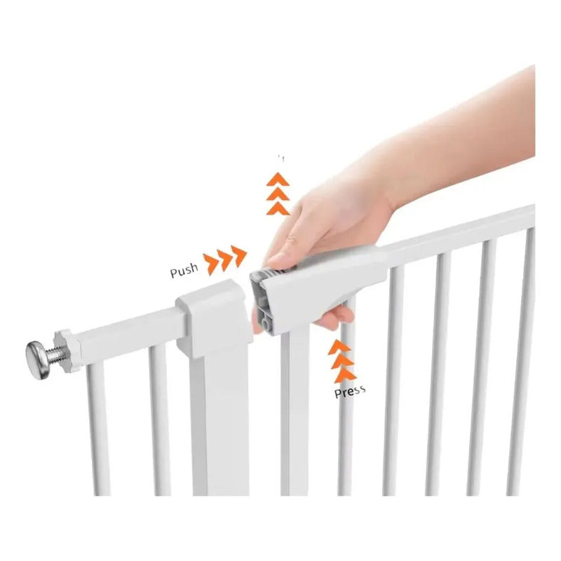 Puerta Reja De Seguridad Para Bebe Mascotas Escalera Malla Blanco