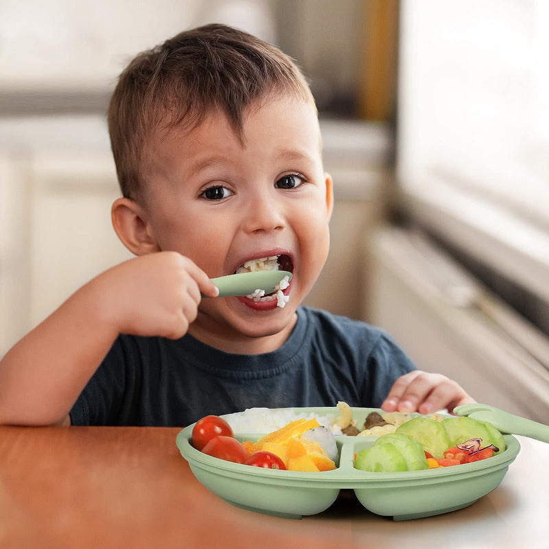 Plato Silicona Bebe Con Divisiones Antideslizante Chupas