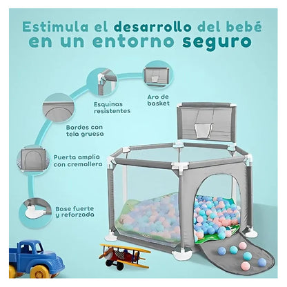 Corral Corralito Juego Bebe Niños Con Mat Alfombra Piscina