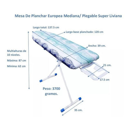 Mesa De Planchar Multialturas Europea Mediana Plegable
