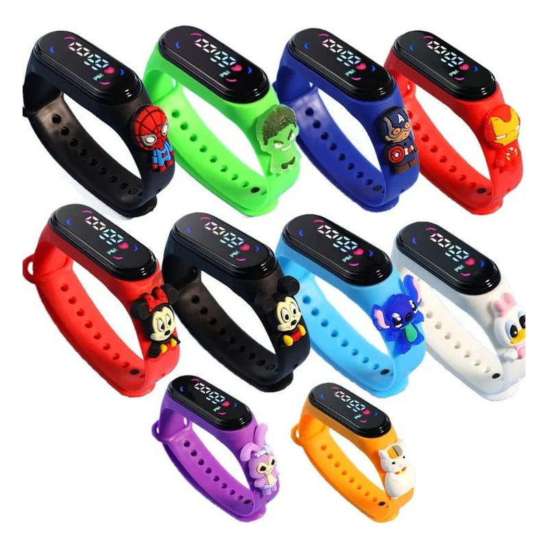 Reloj Digital Banda Silicona Para Niños Super Heroes