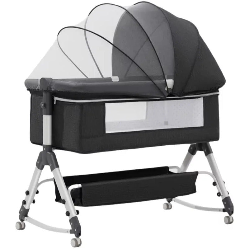 Cuna Colecho Bebe Con Mosquitero Mecedora Y Organizador 009 Gris Oscuro