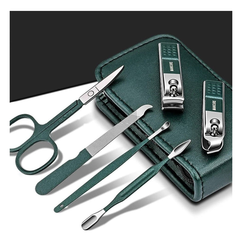 Set Manicure Corta Uñas X6 Pzas Negro + Estuche