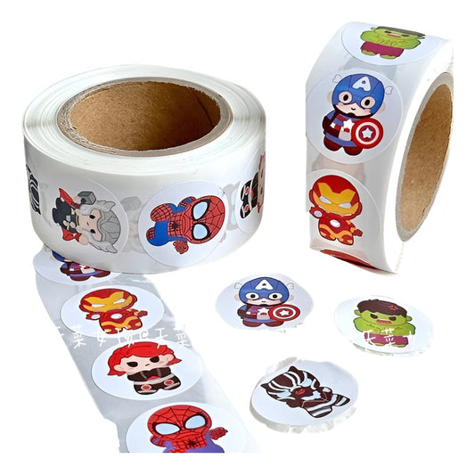 Rotulo Sticker Autoadhesivo Super Heroes 2 Cm X 500 Pcs