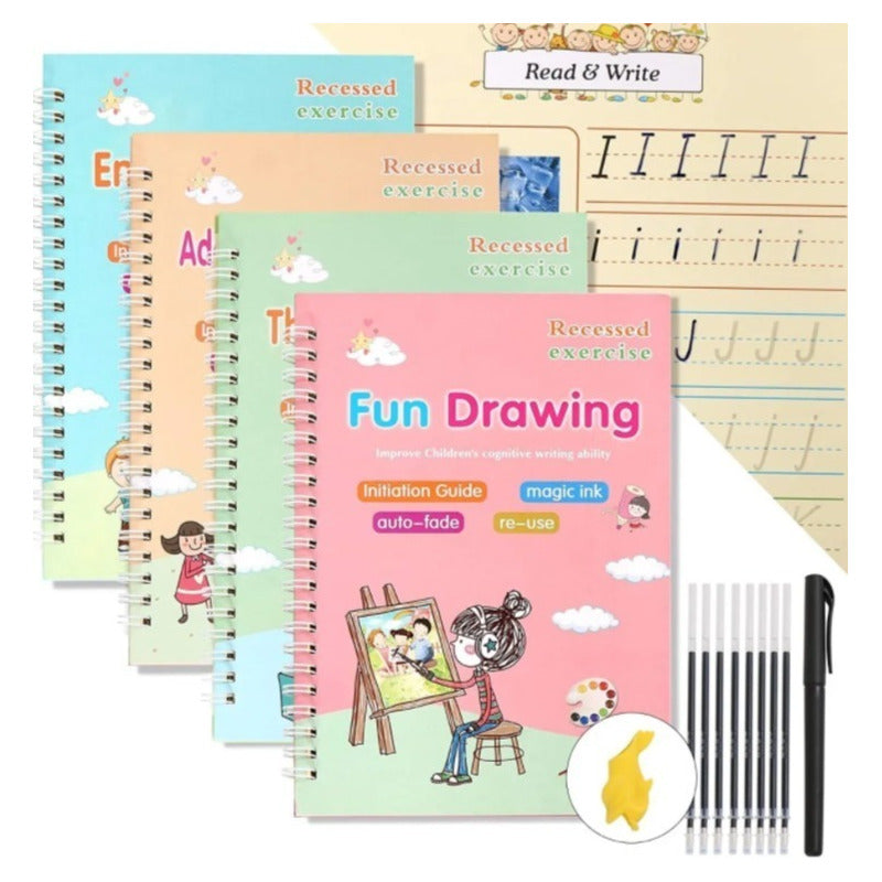 Cuaderno Dibujo Caligrafía Niños Mejora Escritura + Esfero