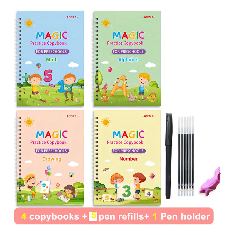 Set De 4 Libros Mágicos De Caligrafía Color Colores