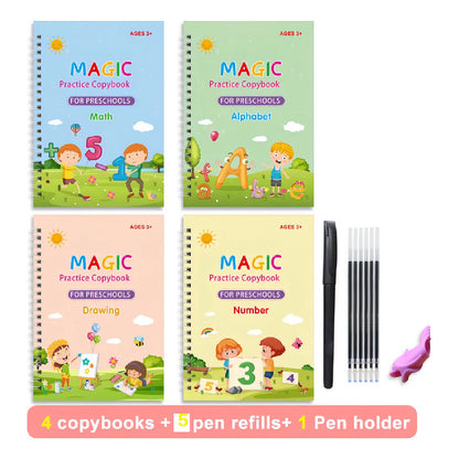 Set De 4 Libros Mágicos De Caligrafía Color Colores