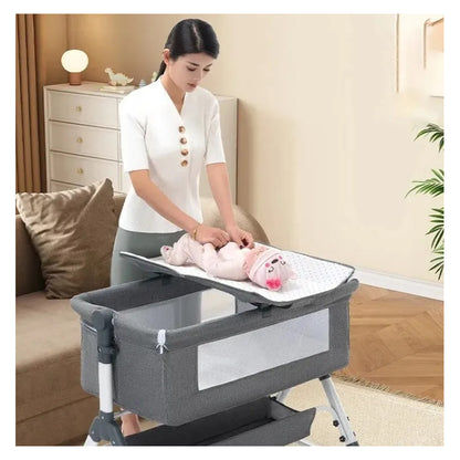 Cuna Colecho Bebe Con Mosquitero Mecedora Y Organizador 009 Beige
