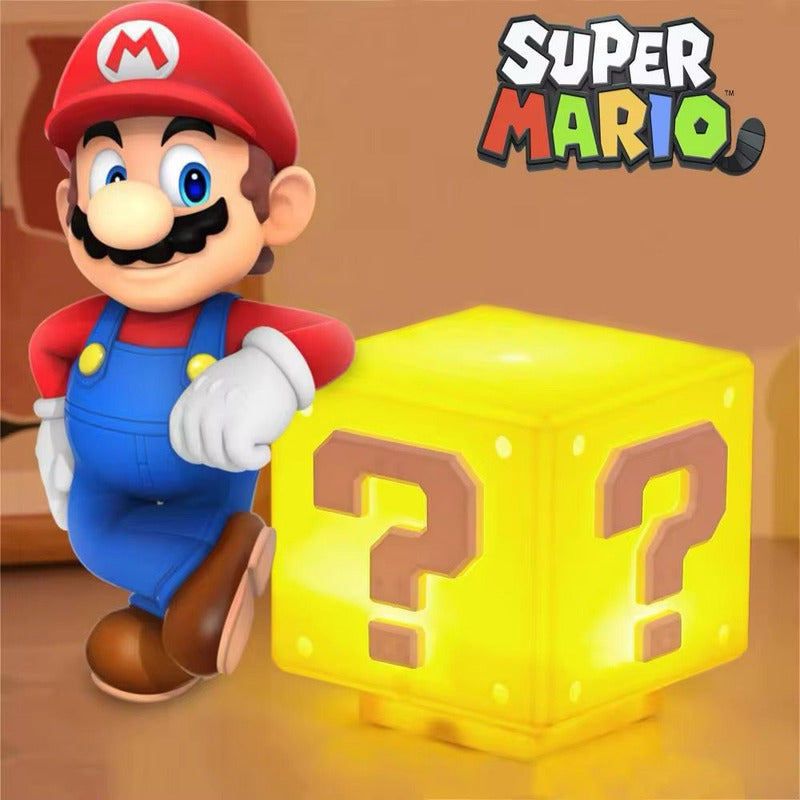 Lámpara De Mesa Mario Bros Cubo Luz Nocturna Led Para Niños