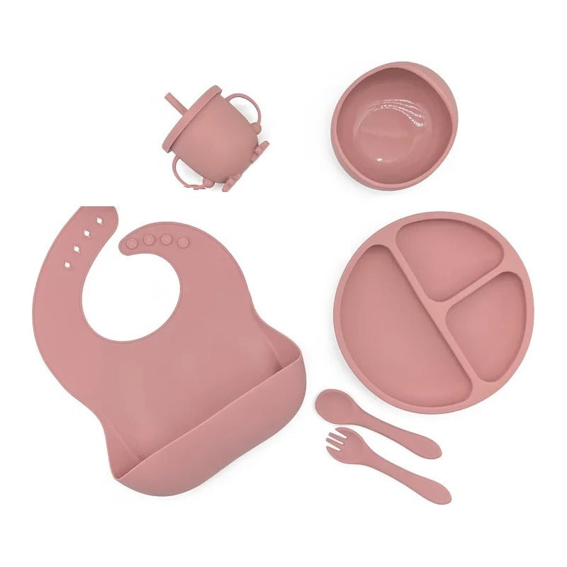 Kit Set Vajilla Alimentacion Silicona Para Bebe 8 Piezas