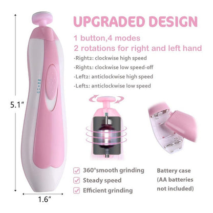 Cortauñas Eléctrico Para Bebe Lima De Uñas 6 Cabezales + Luz