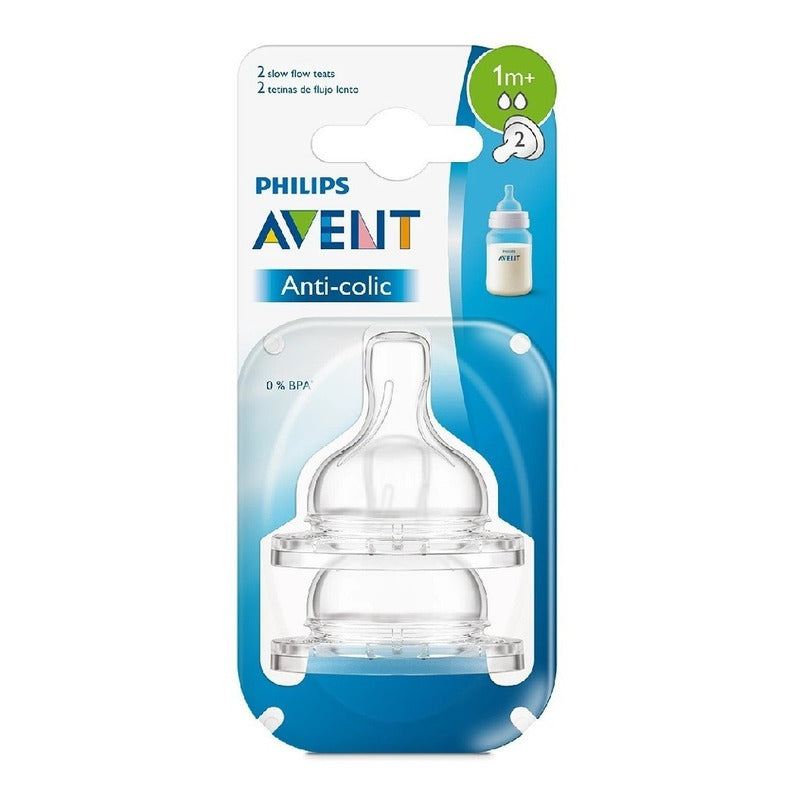 Chupos Tetinas Teteros Avent Classic Flujo Lento 1m+ X2