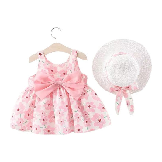 Vestido Para Bebe Niña 2 Piezas Sombrero Entrega Inmediata