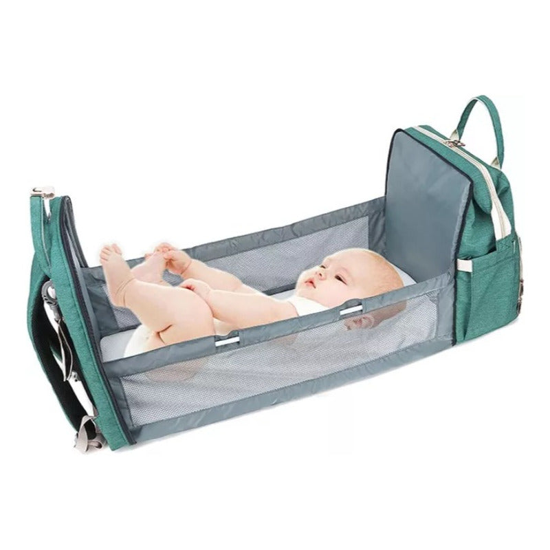 Pañalera Bebé Con Cama Cuna Portatil Cambiador Puerto Usb