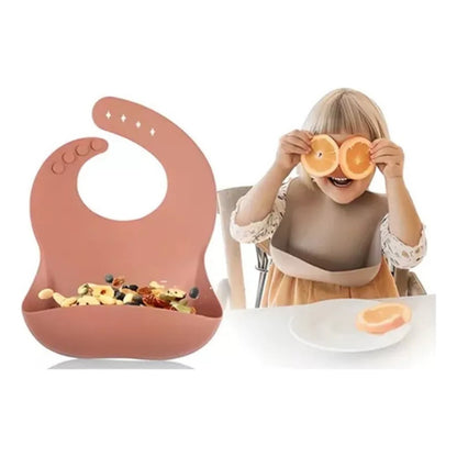 Kit Alimentación Bebe Vajilla Silicona Plato Babero 10 Pzas