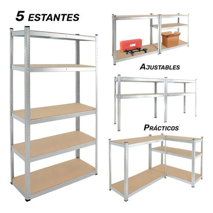 Estante Organizador Metálico Rack & Pack De 5 Niveles Ajustables, Color Gris Con Acabado Mate, Alta Resistencia Para , Cocina U Oficina