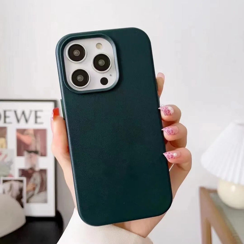 Case Funda Estuche Cuero Negro iPhone 16 Pro Max Super Proteccion Camara