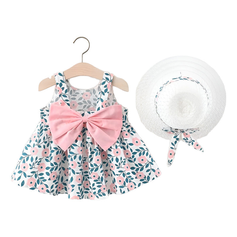Vestido Para Bebe Niña 2 Piezas Sombrero Entrega Inmediata