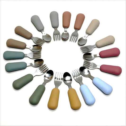 Cubiertos Metalicos Para Bebe Niños Niñas Cuchara Tenedor