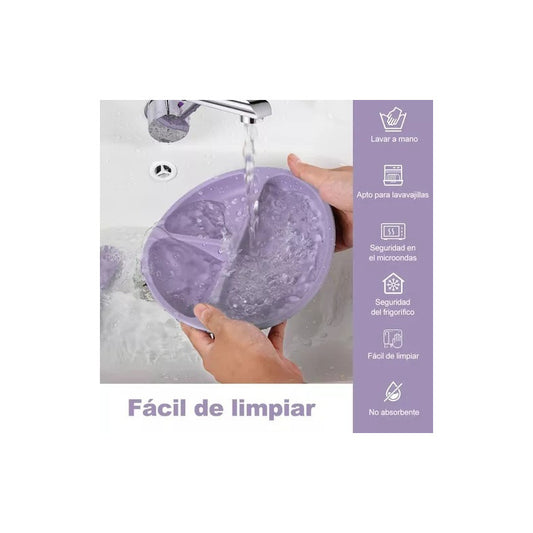 Kit Alimentación Bebe Vajilla Silicona Plato Babero 10 Pzas