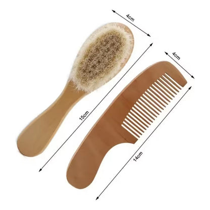 Kit Cepillo Y Peine Para Bebe En Madera Cerdas Naturales