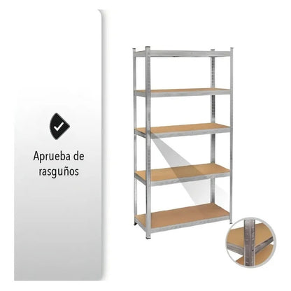 Estante Organizador Metalico Estanteria 5 Niveles Resistente Plateado