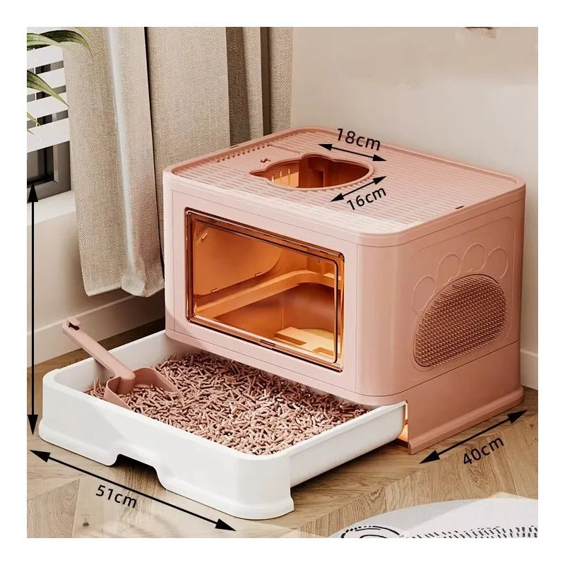 Caja De Arena Arenero Para Gatos Grande Plegable Hogar Rosa