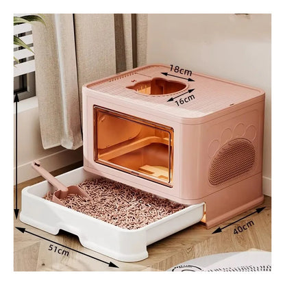 Caja De Arena Arenero Para Gatos Grande Plegable Hogar Rosa