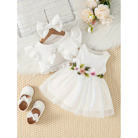 Conjunto Vestido Bebe Niña Elegante Bautizo Cortejo Chaqueta