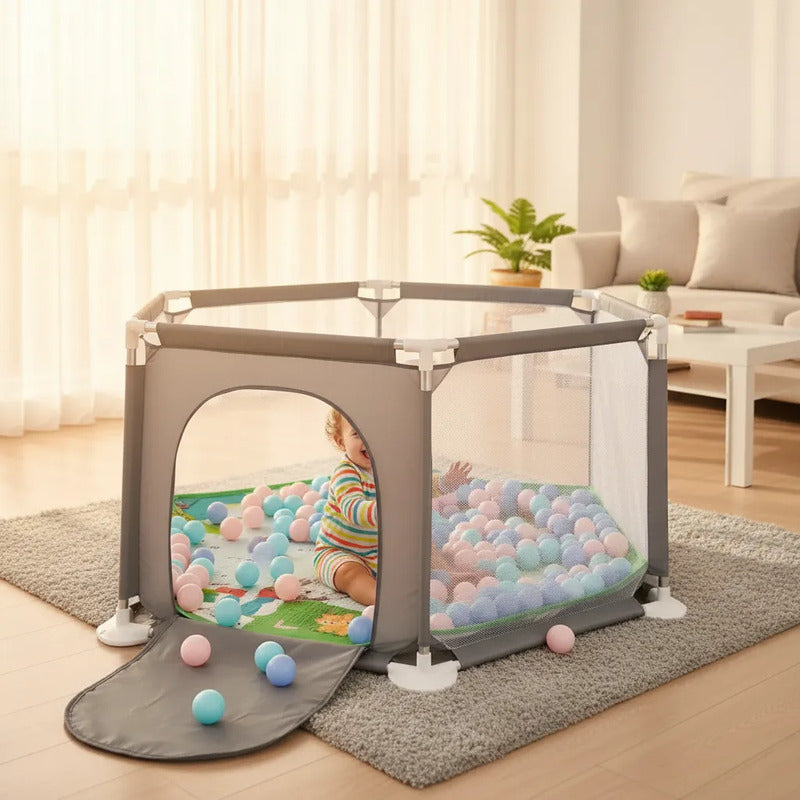 Corral Corralito Juego Bebe Niños Con Mat Alfombra Piscina
