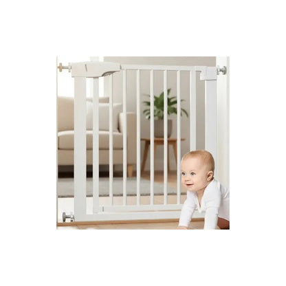 Puerta Reja De Seguridad Para Bebe Mascotas Escalera Malla Blanco