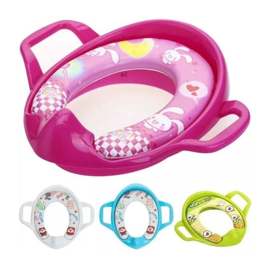 Reductor Adaptador De Inodoro Acolchado Bebe Con Agarraderas