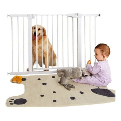 Puerta Reja De Seguridad Para Bebe Mascotas Escalera Malla Blanco