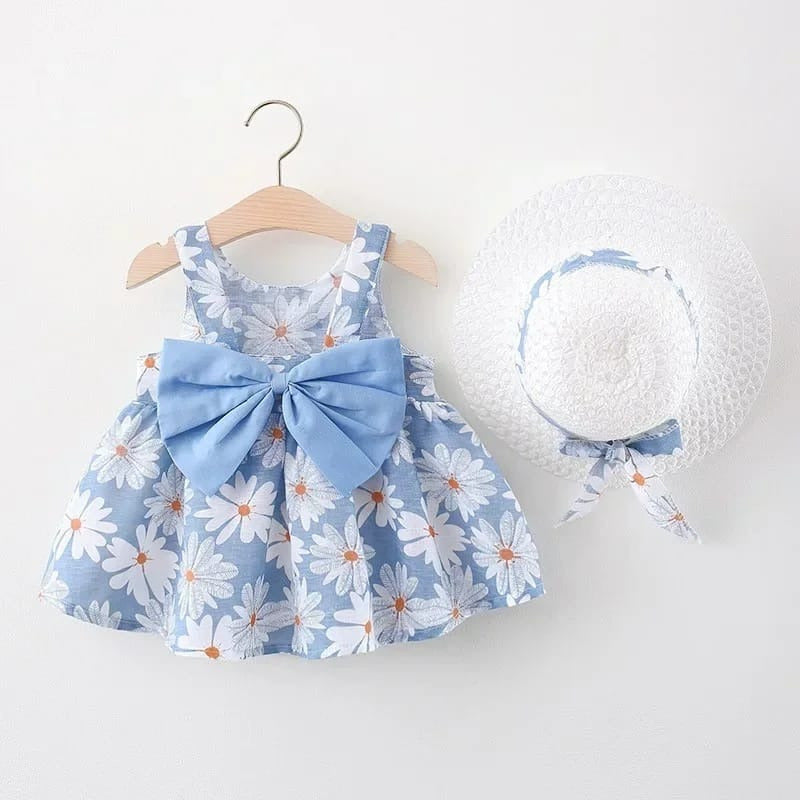 Vestido Para Bebe Niña 2 Piezas Sombrero Entrega Inmediata
