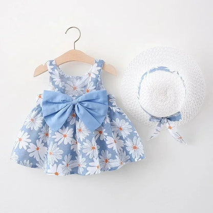 Vestido Para Bebe Niña 2 Piezas Sombrero Entrega Inmediata