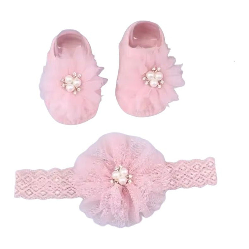 Set Fotos Para Bebe Recien Nacido Escarpines +balaca Diadema