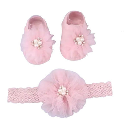 Set Fotos Para Bebe Recien Nacido Escarpines +balaca Diadema