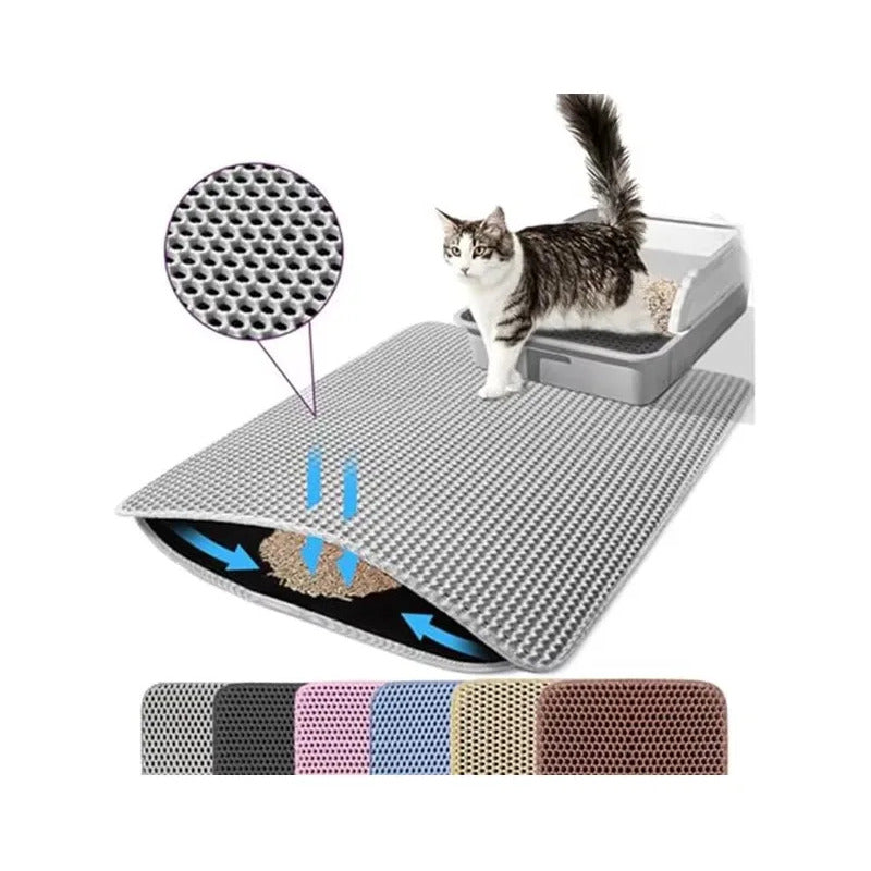 Tapete Recolector Arena Gatos Limpia Pata Doble Capa Arenero Gris